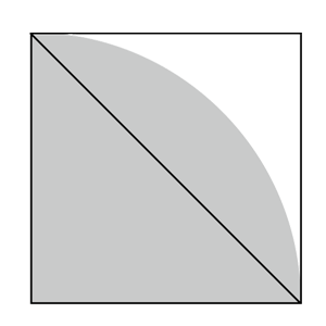正方形の中にあるおうぎ形の面積